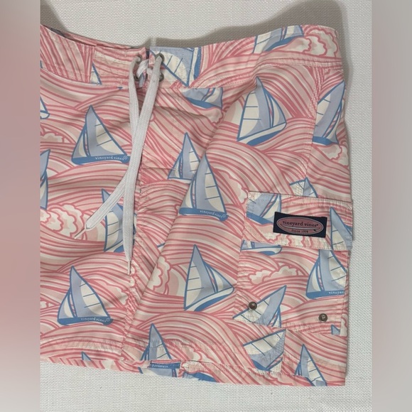 VINEYARD VINES Board Skirt Sailboats Swim Suit Coverup Mini Skirt Pink Blue Sz 4 - Picture 3 of 8